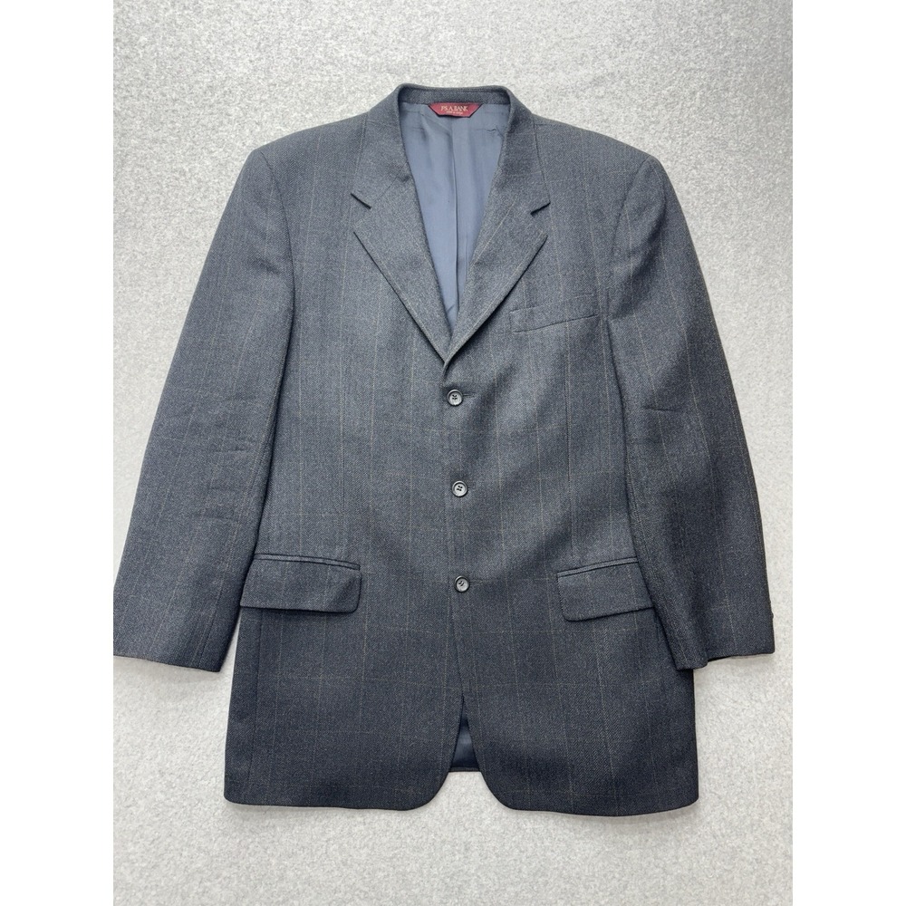 Jos A Bank Blazer 41L Black Herringbone Alpaca Wool Dark‎ Academia Old Money